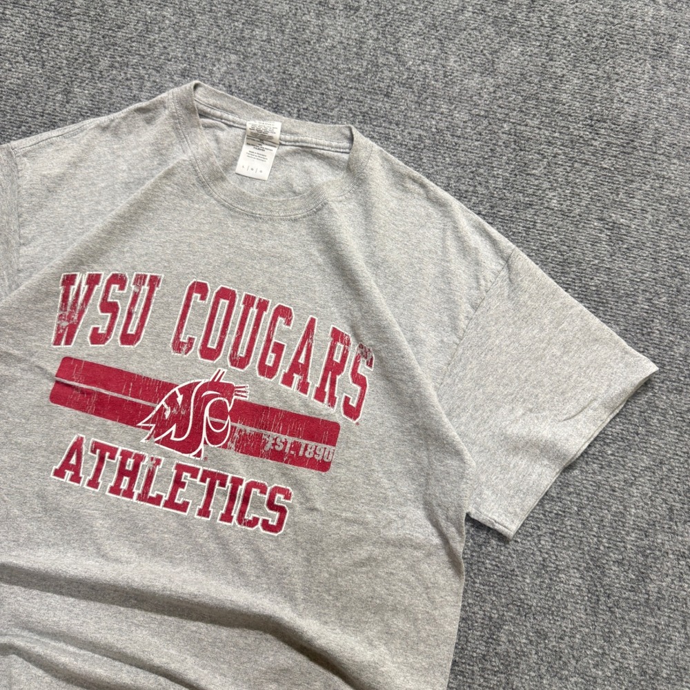 Washington State Cougars T-Shirt Men's Large Athletics Cotton Blend Gray